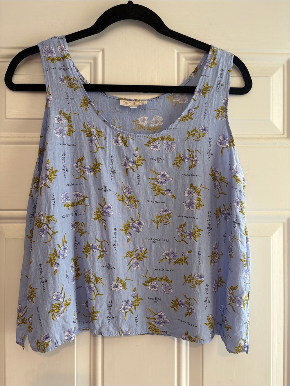 Light Blue Floral Sleeveless Top by UNKNOWN
